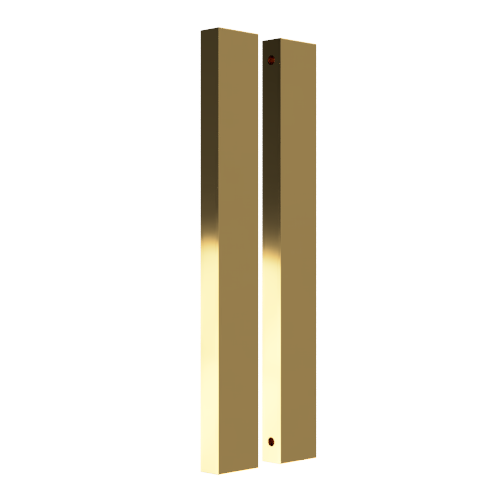 Pair of Sliding Door Blade Pulls, 900mm long x 19mm wide x 50mm, back to back fixed in Satin Brass