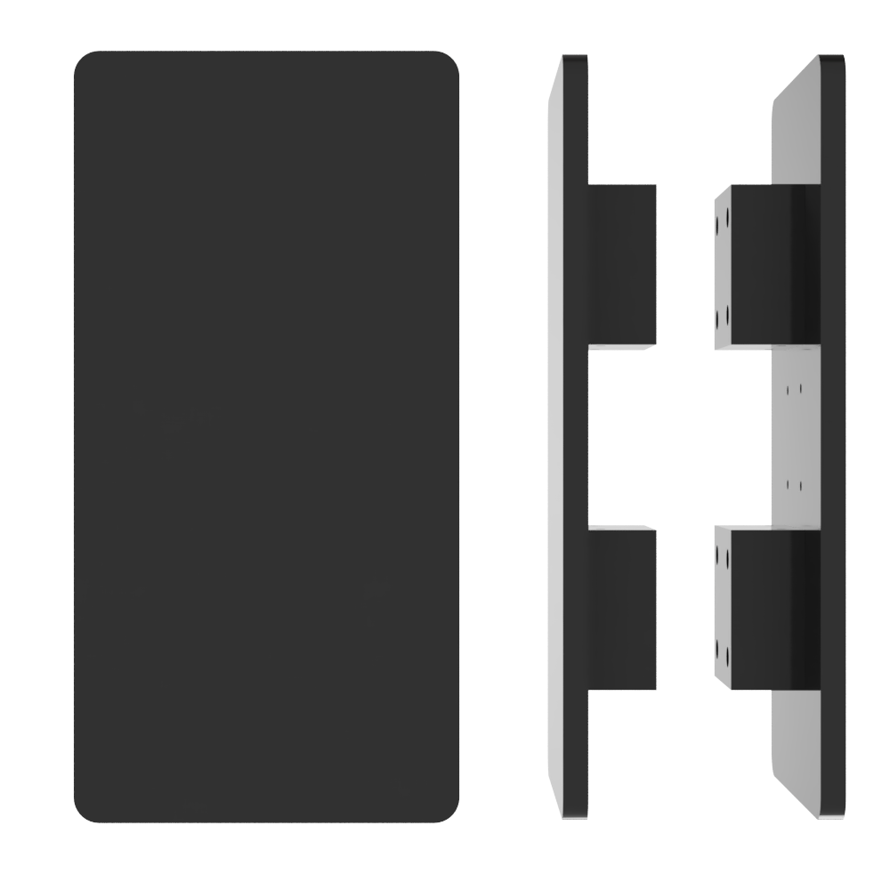 Pair of M20 Rectangular Entrance Pull Handles, 10mm Face, 300mm x 150mm in Black Teflon