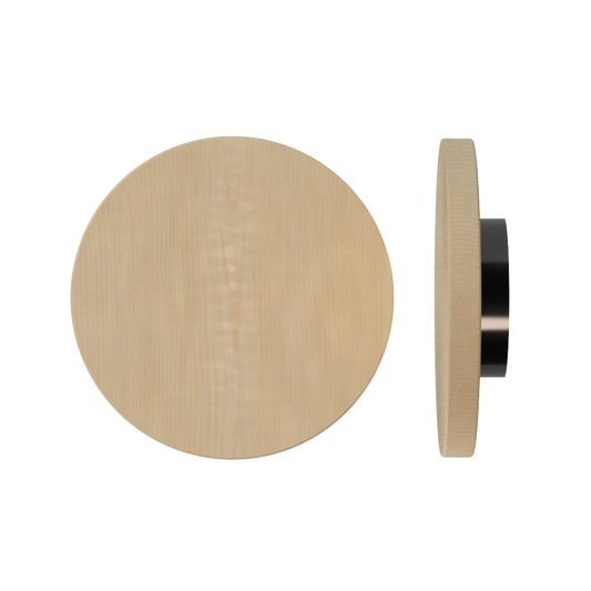 Single T01 Timber Entrance Pull Handle, American Oak, Ø300mm x Projection 68mm, Coated in Hard Wax (accentuates rich colours) in White Oak / Satin Anodised Gun Metal