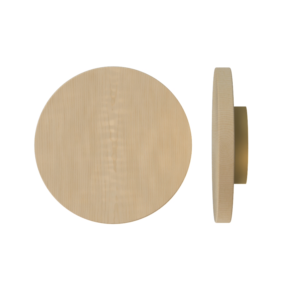 Single T01 Timber Entrance Pull Handle, American Oak, Ø300mm x Projection 68mm, Coated in Hard Wax (accentuates rich colours) in White Oak / Satin Anodised Brass