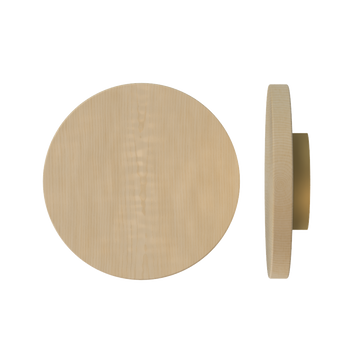 Single T01 Timber Entrance Pull Handle, American Oak, Ø300mm x Projection 68mm, Coated in Hard Wax (accentuates rich colours) in White Oak / Satin Anodised Brass