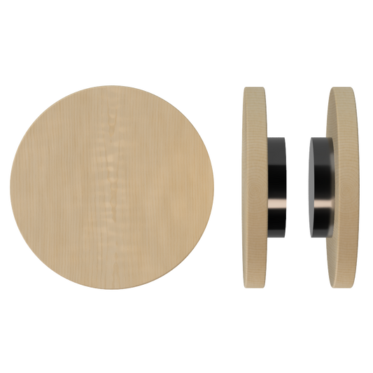 Pair T01 Timber Entrance Pull Handle, American Oak, Back to Back Fixing, Ø300mm x Projection 68mm, Coated in Hard Wax (accentuates rich colours) in White Oak / Satin Anodised Gun Metal