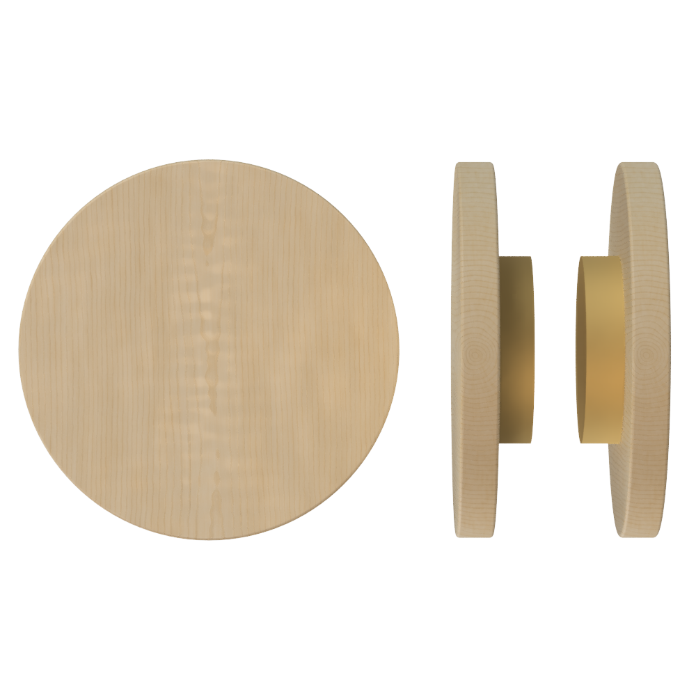 Pair T01 Timber Entrance Pull Handle, American Oak, Back to Back Fixing, Ø300mm x Projection 68mm, Coated in Hard Wax (accentuates rich colours) in White Oak / Satin Anodised Brass