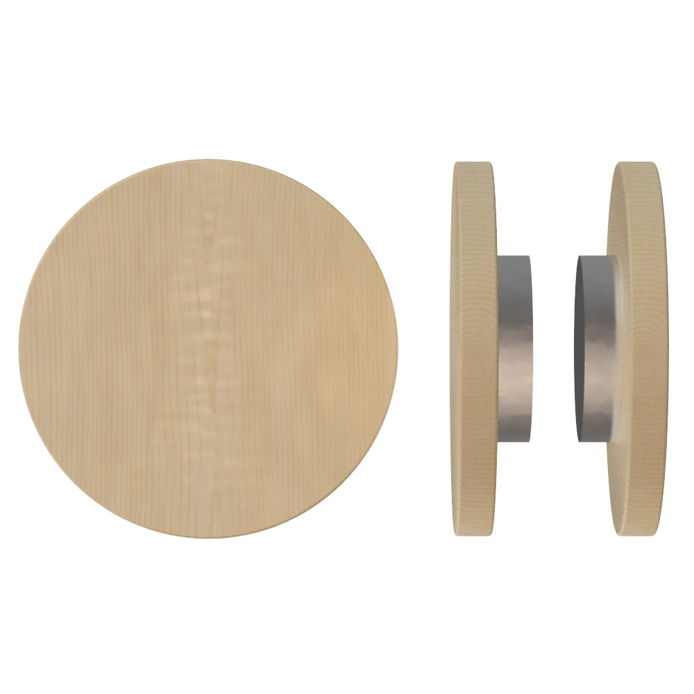 Pair of American Oak T01 Timber Pull Handles by Style Finish Doorware, featuring natural wood grain and sleek metal mounting hardware.