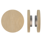 Pair of American Oak T01 Timber Pull Handles by Style Finish Doorware, featuring natural wood grain and sleek metal mounting hardware.