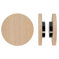Pair of T01 Timber Pull Handles in Tasmanian Oak by Style Finish Doorware, showing smooth wooden grip and mounting hardware
