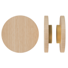 Pair of T01 Timber Pull Handles in Tasmanian Oak by Style Finish Doorware, showing the natural wood grain and sleek design.