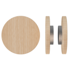 Pair of T01 Timber Pull Handles in Tasmanian Oak by Style Finish Doorware, showing the natural wood grain and sleek design.