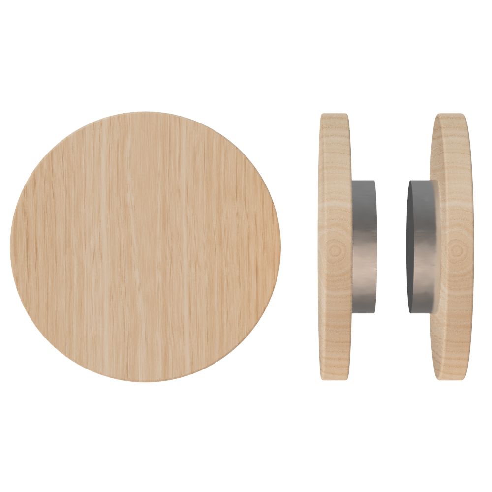 Pair T01 Timber Entrance Pull Handle, Tasmanian Oak, Back to Back Fixing, Ø300mm x Projection 68mm, Coated in Hard Wax (accentuates rich colours) in Tasmanian Oak / Satin Anodised Nickel