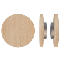 Pair of T01 Timber Pull Handles in Tasmanian Oak by Style Finish Doorware, showing the natural wood grain and sleek design.