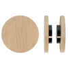 Pair T01 Timber Entrance Pull Handle, Victorian Ash, Back to Back Fixing, Ø300mm x Projection 68mm, in Raw Timber (ready to stain or paint) in Victorian Ash / Satin Anodised Gun Metal