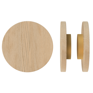 Pair T01 Timber Entrance Pull Handle, Victorian Ash, Back to Back Fixing, Ø300mm x Projection 68mm, Coated in Hard Wax (accentuates rich colours) in Victorian Ash / Satin Anodised Brass