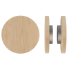 Pair T01 Timber Entrance Pull Handle, Victorian Ash, Back to Back Fixing, Ø300mm x Projection 68mm, in Raw Timber (ready to stain or paint) in Victorian Ash / Satin Anodised Nickel