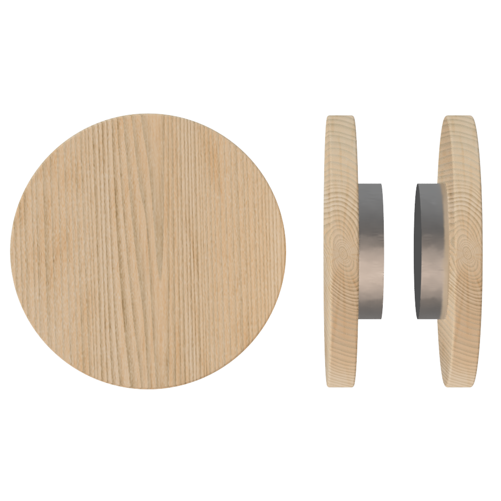 Pair T01 Timber Entrance Pull Handle, Victorian Ash, Back to Back Fixing, Ø300mm x Projection 68mm, Coated in Hard Wax (accentuates rich colours) in Victorian Ash / Satin Anodised Nickel