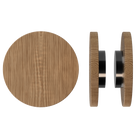 Pair of T01 Timber pull handles in American Walnut by Style Finish Doorware, featuring sleek wooden design for doors.