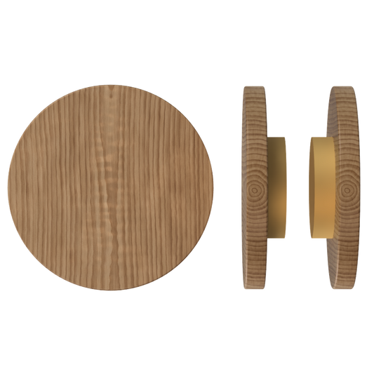Pair T01 Timber Entrance Pull Handle, American Walnut, Back to Back Fixing, Ø300mm x Projection 68mm, Coated in Hard Wax (accentuates rich colours) in Black Walnut / Satin Anodised Brass