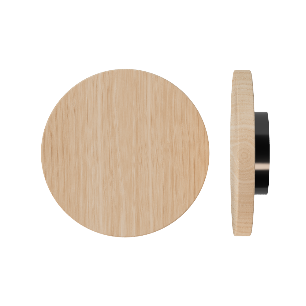 Single T01 Timber Entrance Pull Handle, Victorian Ash, Ø300mm x Projection 68mm, Coated in Hard Wax (accentuates rich colours) in Victorian Ash / Satin Anodised Gun Metal