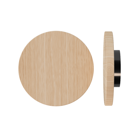 Single T01 Timber Entrance Pull Handle, Victorian Ash, Ø300mm x Projection 68mm, Coated in Hard Wax (accentuates rich colours) in Victorian Ash / Satin Anodised Gun Metal