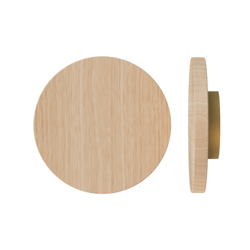 Single T01 Timber Entrance Pull Handle, Victorian Ash, Ø300mm x Projection 68mm, Coated in Hard Wax (accentuates rich colours) in Victorian Ash / Satin Anodised Brass