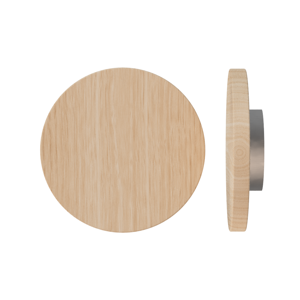 Single T01 Timber Entrance Pull Handle, Victorian Ash, Ø300mm x Projection 68mm, Coated in Hard Wax (accentuates rich colours) in Victorian Ash / Satin Anodised Nickel