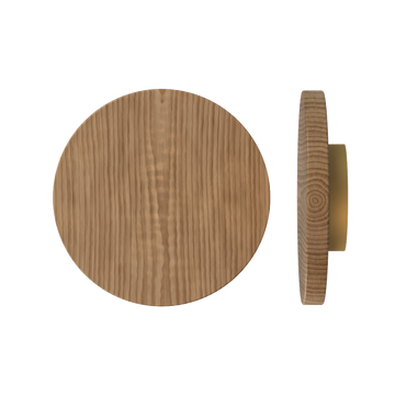 Single T01 Timber Entrance Pull Handle, American Walnut, Ø300mm x Projection 68mm, Coated in Hard Wax (accentuates rich colours) in Black Walnut / Satin Anodised Brass