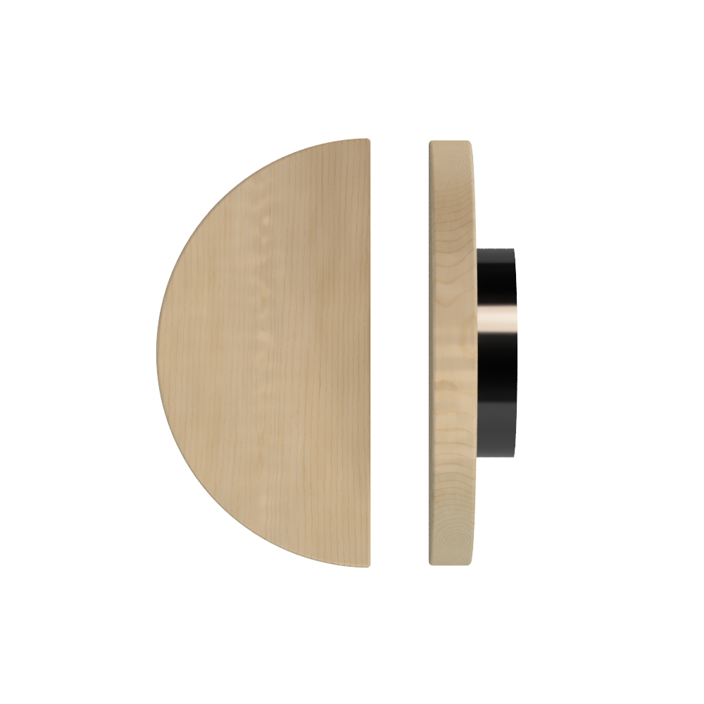 Single T02 Timber Entrance Pull Handle, American White Oak, Ø300mm, Coated in Hard Wax (accentuates rich colours) in White Oak / Satin Anodised Gun Metal