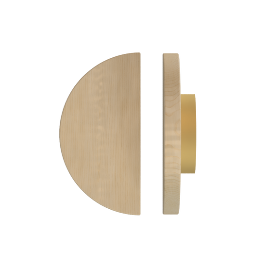 Single T02 Timber Entrance Pull Handle, American White Oak, Ø300mm, Coated in Hard Wax (accentuates rich colours) in White Oak / Satin Anodised Brass