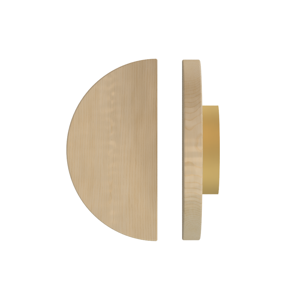 Single T02 Timber Entrance Pull Handle, American White Oak, Ø300mm, Coated in Hard Wax (accentuates rich colours) in White Oak / Satin Anodised Brass
