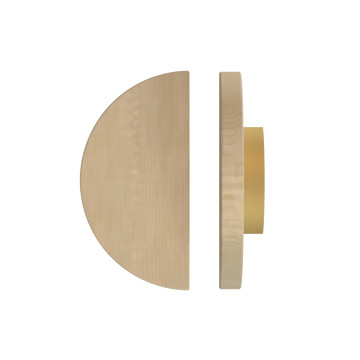 Single T02 Timber Entrance Pull Handle, American White Oak, Ø300mm, Coated in Hard Wax (accentuates rich colours) in White Oak / Satin Anodised Brass