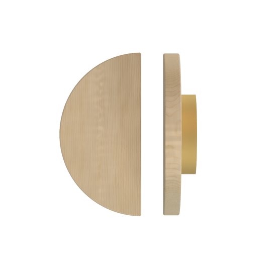 Single T02 Timber Entrance Pull Handle, American White Oak, Ø300mm, Coated in Hard Wax (accentuates rich colours) in White Oak / Satin Anodised Brass