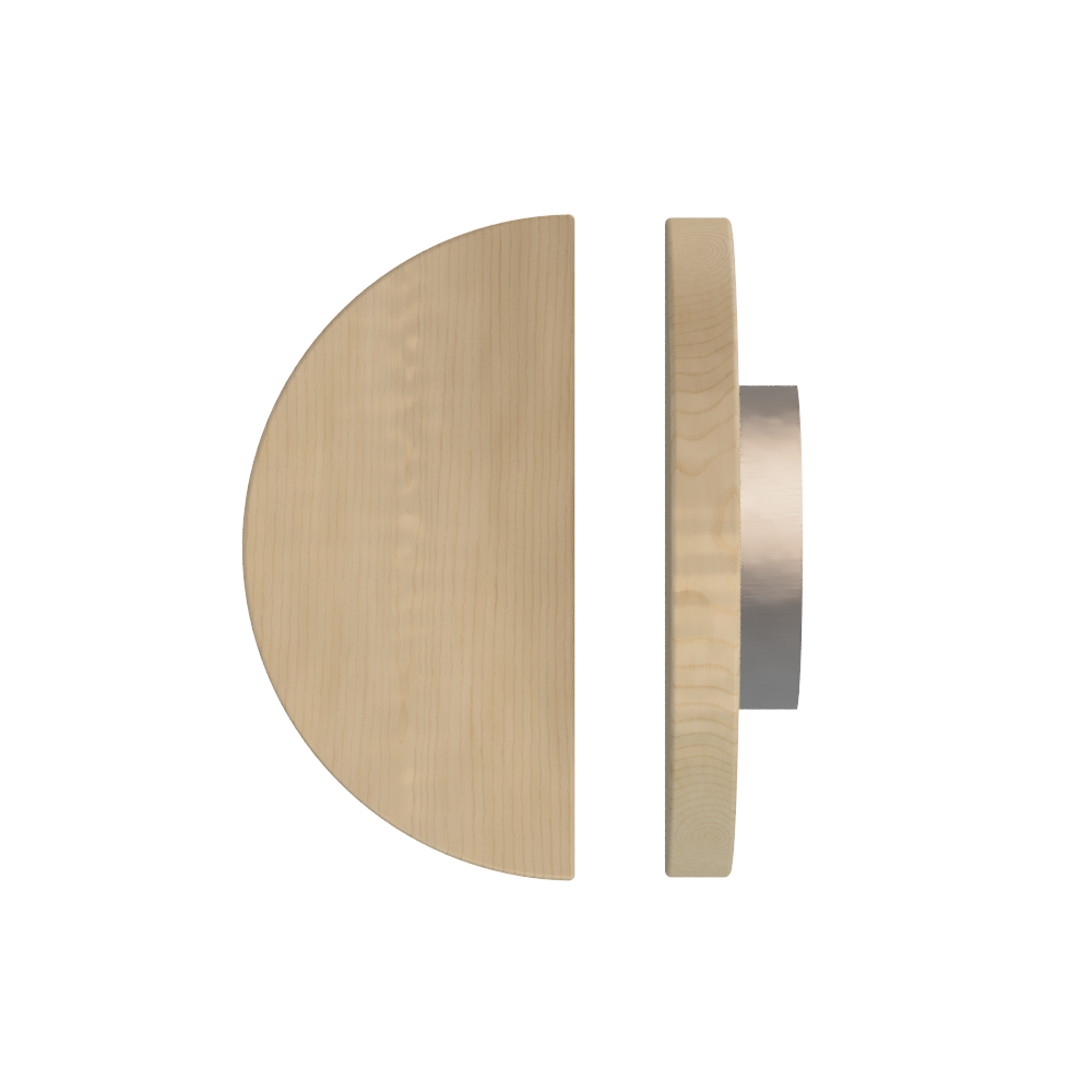 Single T02 Timber Entrance Pull Handle, American White Oak, Ø300mm, Coated in Hard Wax (accentuates rich colours) in White Oak / Satin Anodised Nickel