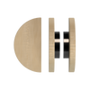 Pair T02 Timber Entrance Pull Handle, American White Oak, Back to Back Pair, Ø300mm, Coated in Hard Wax (accentuates rich colours) in White Oak / Satin Anodised Gun Metal
