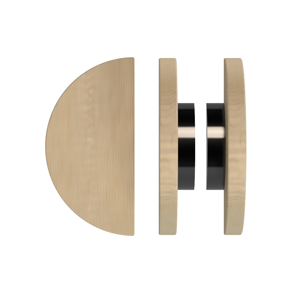 Pair T02 Timber Entrance Pull Handle, American White Oak, Back to Back Pair, Ø300mm, Coated in Hard Wax (accentuates rich colours) in White Oak / Satin Anodised Gun Metal
