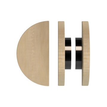 Pair T02 Timber Entrance Pull Handle, American White Oak, Back to Back Pair, Ø300mm, in Raw Timber (ready to stain or paint) in White Oak / Satin Anodised Gun Metal