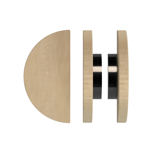 Pair T02 Timber Entrance Pull Handle, American White Oak, Back to Back Pair, Ø300mm, Coated in Hard Wax (accentuates rich colours) in White Oak / Satin Anodised Gun Metal
