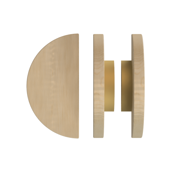 Pair T02 Timber Entrance Pull Handle, American White Oak, Back to Back Pair, Ø300mm, Coated in Hard Wax (accentuates rich colours) in White Oak / Satin Anodised Brass