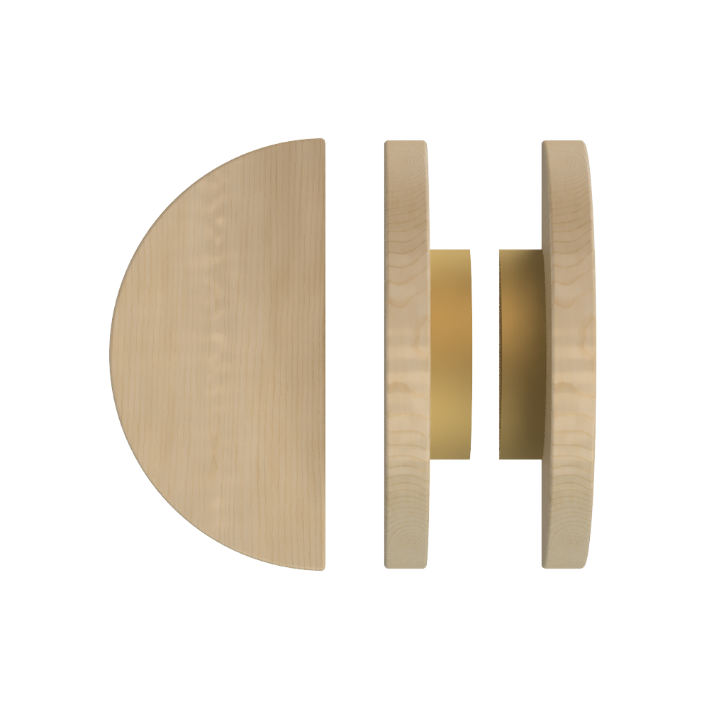 Pair T02 Timber Entrance Pull Handle, American White Oak, Back to Back Pair, Ø300mm, Coated in Hard Wax (accentuates rich colours) in White Oak / Satin Anodised Brass