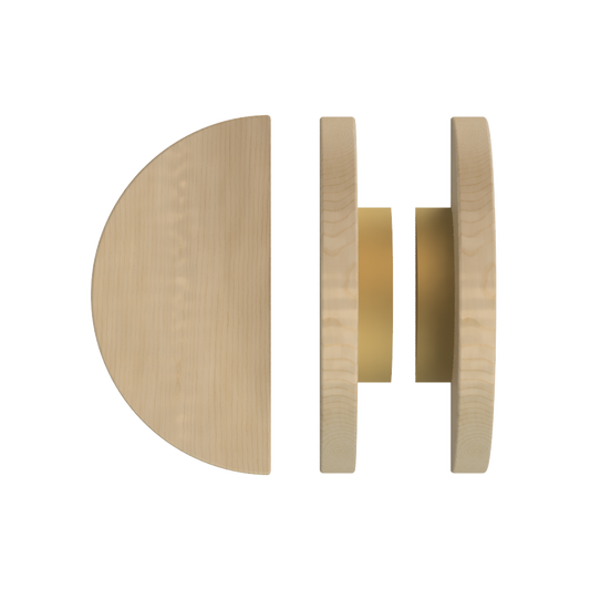 Pair T02 Timber Entrance Pull Handle, American White Oak, Back to Back Pair, Ø300mm, Coated in Hard Wax (accentuates rich colours) in White Oak / Satin Anodised Brass