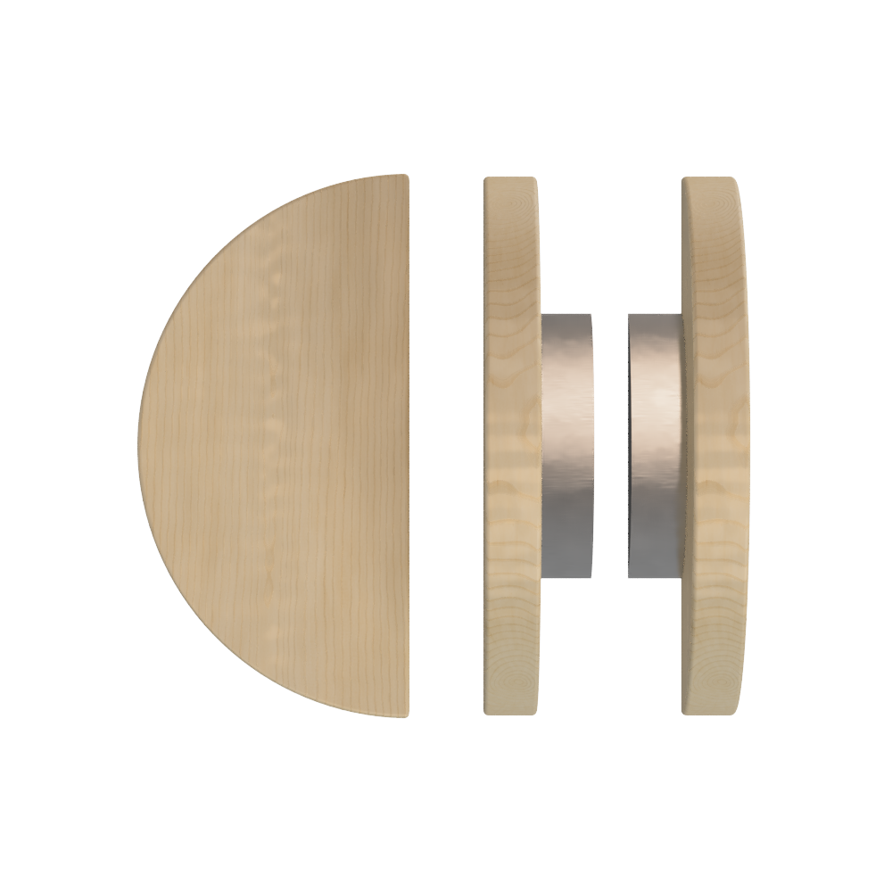 Pair T02 Timber Entrance Pull Handle, American White Oak, Back to Back Pair, Ø300mm, Coated in Hard Wax (accentuates rich colours) in White Oak / Satin Anodised Nickel