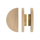 Pair of Tasmanian Oak Timber Pull Handles, T02 style from Style Finish Doorware, showing the natural wood grain and handle shape.