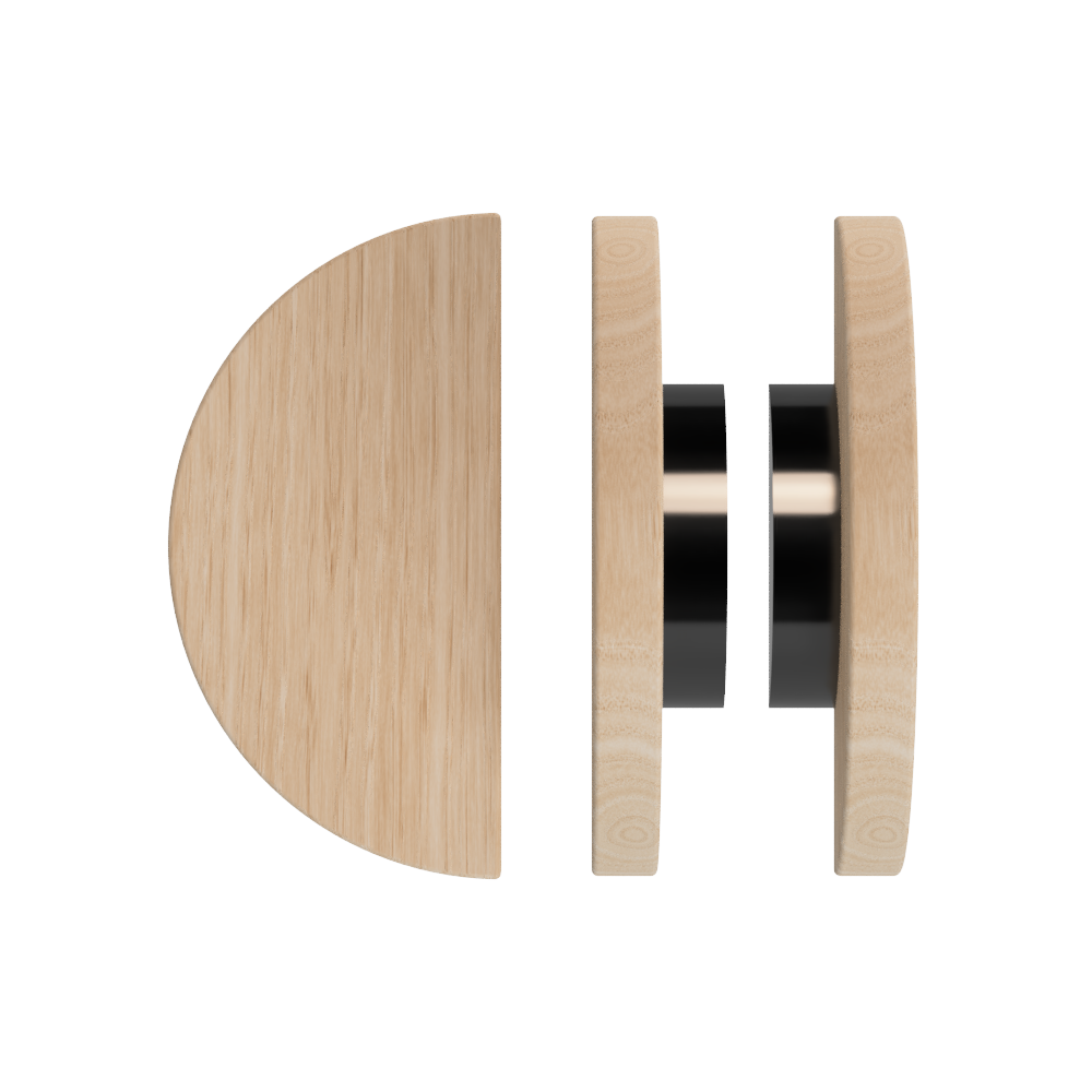 Pair T02 Timber Entrance Pull Handle, Victorian Ash, Back to Back Pair, Ø300mm, Coated in Hard Wax (accentuates rich colours) in Victorian Ash / Satin Anodised Gun Metal