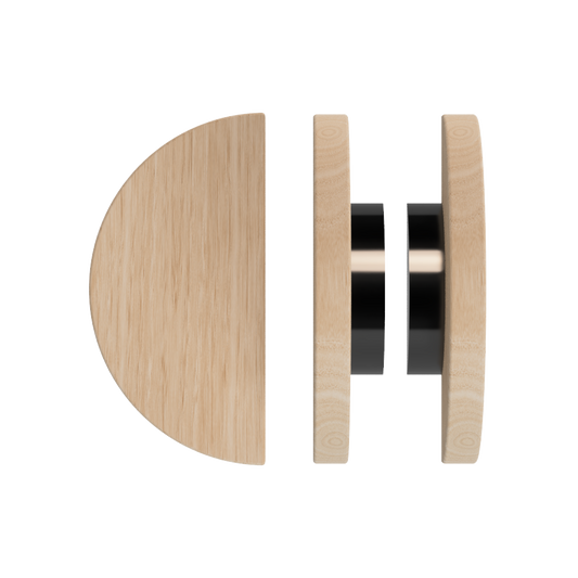 Pair T02 Timber Entrance Pull Handle, Victorian Ash, Back to Back Pair, Ø300mm, Coated in Hard Wax (accentuates rich colours) in Victorian Ash / Satin Anodised Gun Metal