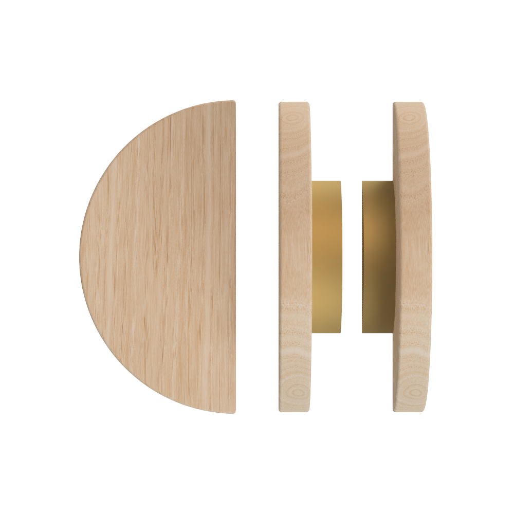 Pair T02 Timber Entrance Pull Handle, Victorian Ash, Back to Back Pair, Ø300mm, Coated in Hard Wax (accentuates rich colours) in Victorian Ash / Satin Anodised Brass