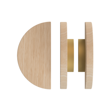Pair T02 Timber Entrance Pull Handle, Victorian Ash, Back to Back Pair, Ø300mm, Coated in Hard Wax (accentuates rich colours) in Victorian Ash / Satin Anodised Brass