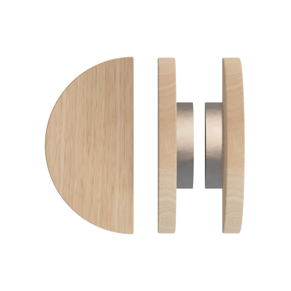 Pair T02 Timber Entrance Pull Handle, Victorian Ash, Back to Back Pair, Ø300mm, Coated in Hard Wax (accentuates rich colours) in Victorian Ash / Satin Anodised Nickel