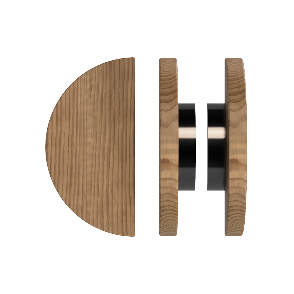 Pair of T02 Timber Pull Handles in American Walnut by Style Finish Doorware, featuring sleek wooden design for doors.