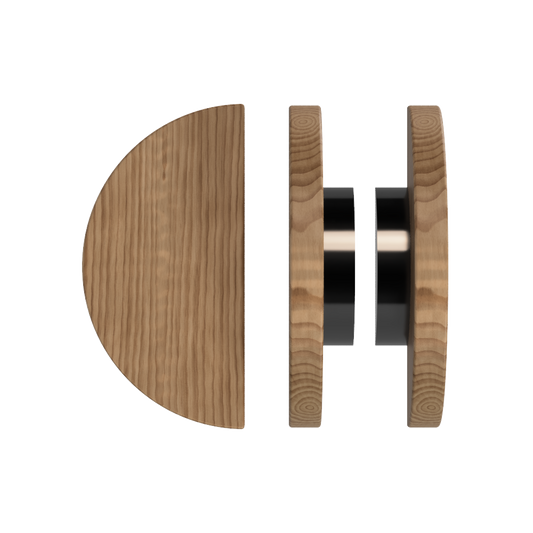 Pair T02 Timber Entrance Pull Handle, American Walnut, Back to Back Pair, Ø300mm, Coated in Hard Wax (accentuates rich colours) in Black Walnut / Satin Anodised Gun Metal