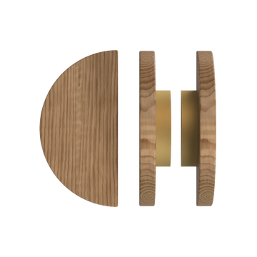 Pair T02 Timber Entrance Pull Handle, American Walnut, Back to Back Pair, Ø300mm, Coated in Hard Wax (accentuates rich colours) in Black Walnut / Satin Anodised Brass