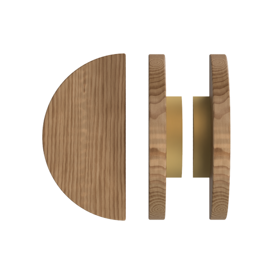 Pair T02 Timber Entrance Pull Handle, American Walnut, Back to Back Pair, Ø300mm, Coated in Hard Wax (accentuates rich colours) in Black Walnut / Satin Anodised Brass