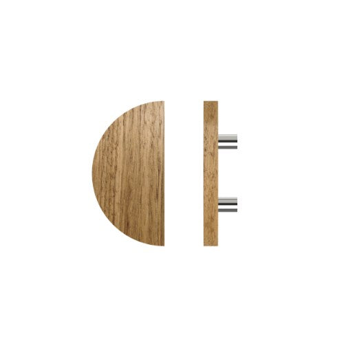 Single T02 Timber Entrance Pull Handle, Tasmanian Oak, Ø300mm, Coated in Hard Wax (accentuates rich colours) in Tasmanian Oak / Polished Nickel